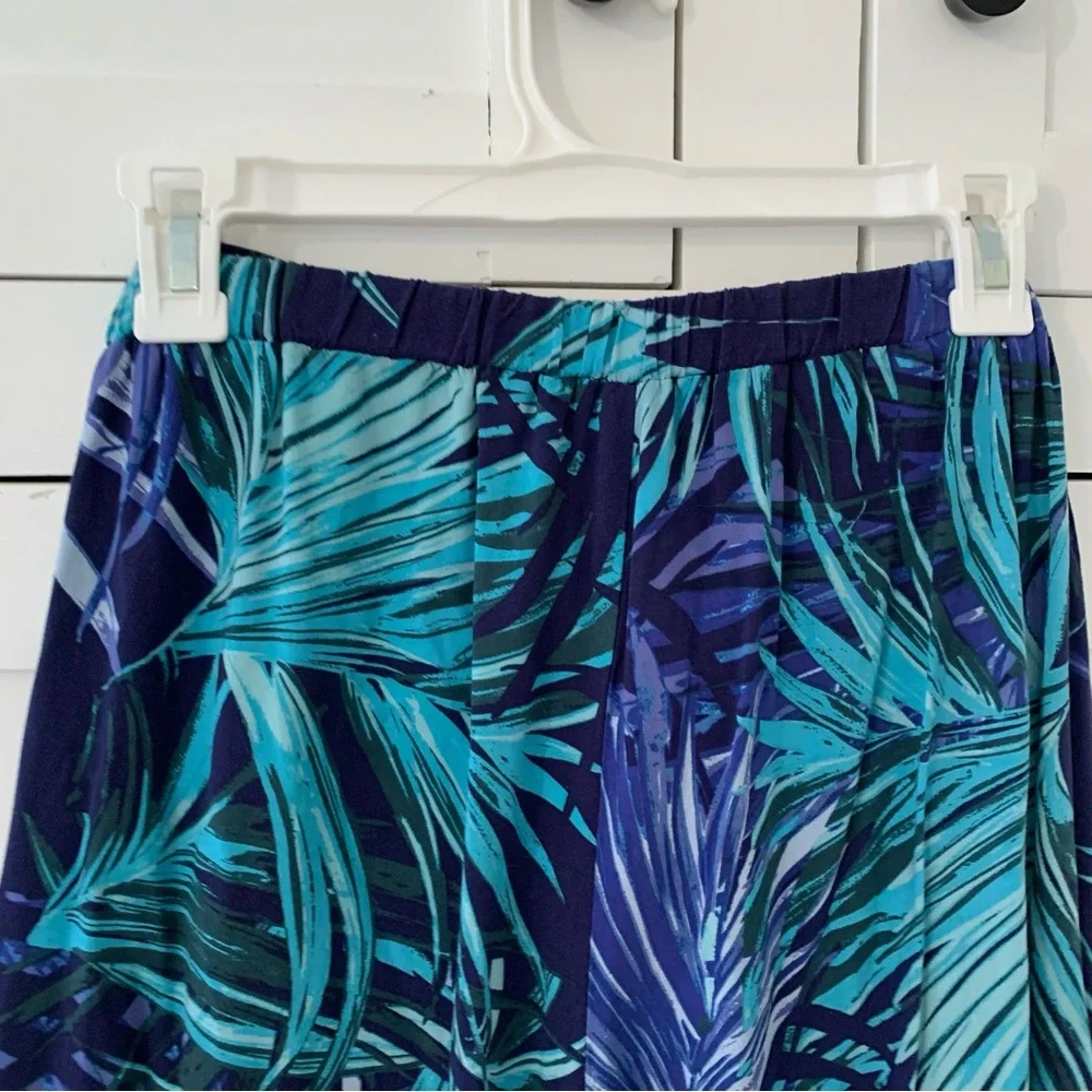 New Look Blue Rayon Boho Beach High Waist Side Slit Large Pants